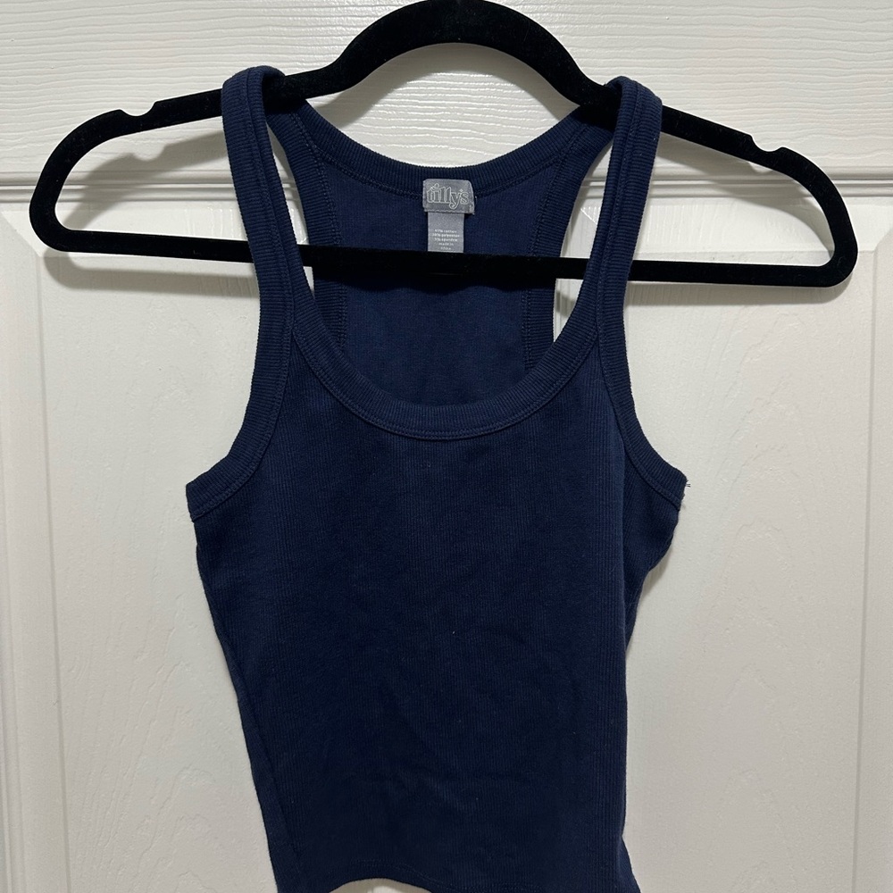 Tilly's navy razor back cropped tank top